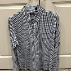 Izod Men's Blue & White Checked Button-Down Shirt